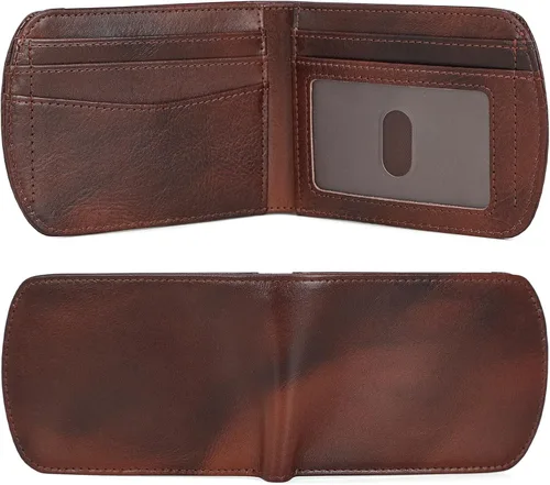 Vista 3 de Polare Slim Curve Front Pocket RFID Bloqueo Italiano Cartera plegable de cuero real para hombre