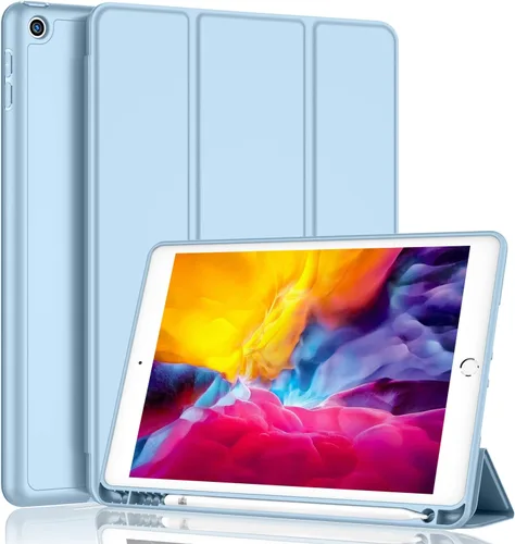 Vista 23 de iMieet Funda para iPad 9.7 (modelo 2018/2017, 6ª/5ª generación), funda inteligente con soporte para lápiz y parte trasera de silicona suave de piel