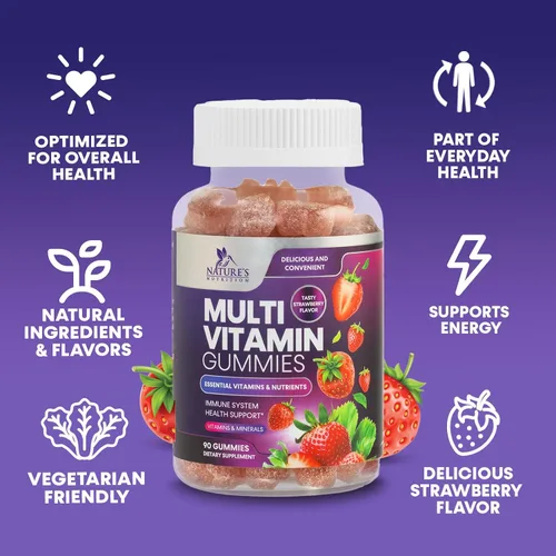 Vista 6 de Gomitas multivitamínicas para adultos – Gomitas multivitamínicas diarias para adultos con vitaminas A, C, D, B12 para mujeres y hombres, suplemento