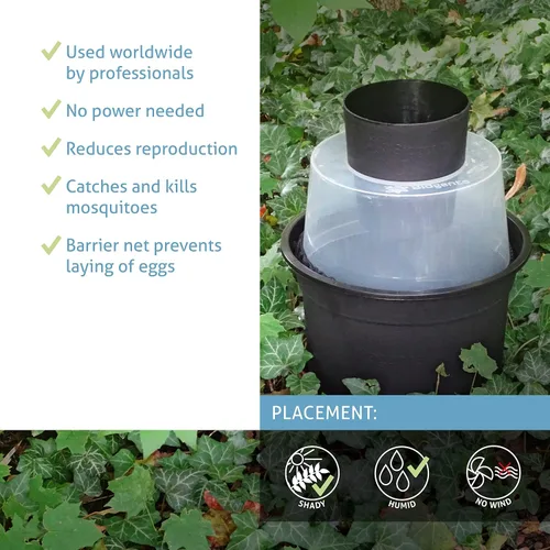 Vista 5 de Biogents GAT2 - Trampa para mosquitos – Trampa para poner huevos no eléctrica y ecológica para control de mosquitos tigre – 12 trampas con 10
