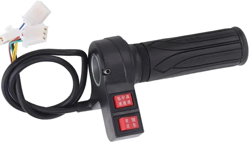 Vista 5 de Mango de acelerador de bicicleta eléctrica universal, 3 velocidades ajustable con control de avance/retroceso para kit de conversión (negro)
