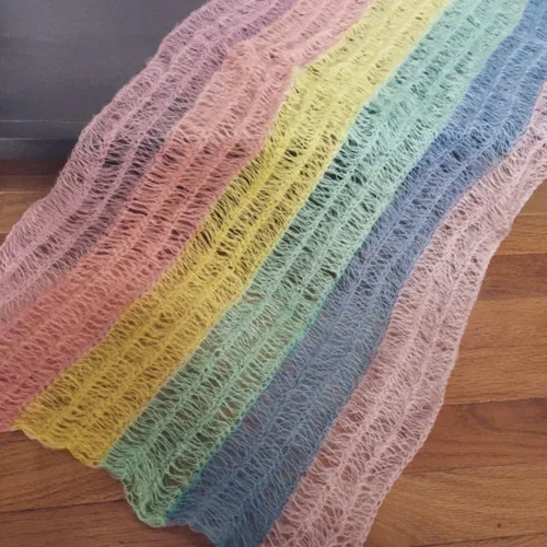 Vista 6 de Coberllus Accesorios de fotografía para bebé recién nacido, manta de mohair para niño y niña, arco iris, larga ondulación, para sesión de fotos
