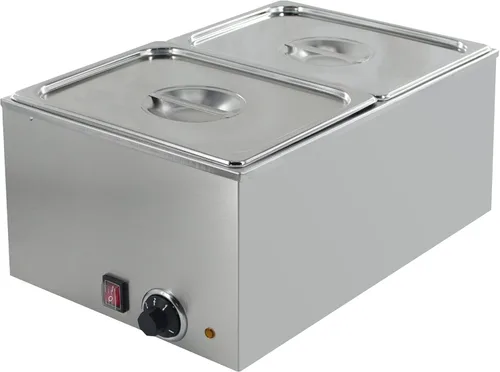 Vista 7 de CMI - Calentador de alimentos comercial, calentador eléctrico de sopa, tamaño de 20 x 12 pulgadas, Bain Marie de acero inoxidable, calentador