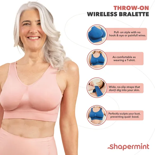 Vista 3 de SHAPERMINT Bralette sin alambres suavizado mejorado para mujer con copas extraíbles
