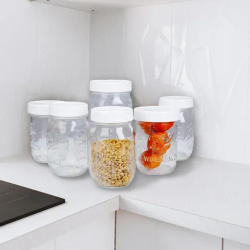 Vista 4 de 2 docenas de tapas de tarro Mason de boca regular, tapas de plástico para almacenamiento de tarros Mason y más, estándar, diámetro 70 mm, blanco