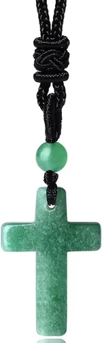 Vista 13 de XIANNVXI Collar puntiagudo con piedra de cristal curativo, cuerda negra ajustable, collar con colgante de piedras preciosas naturales, joyería
