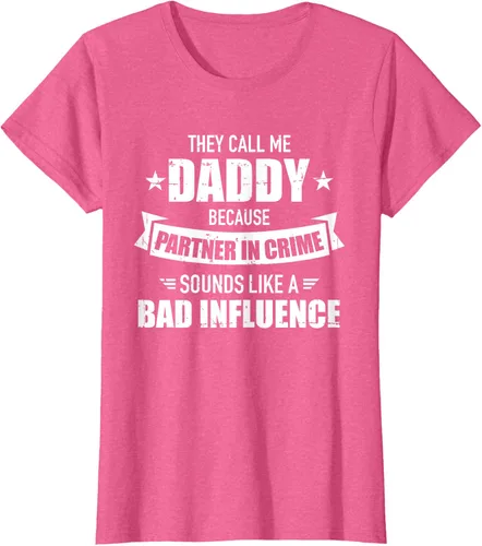 Vista 18 de Call me dad partner in crime bad influence camiseta divertida regalo papá, Negro, S
