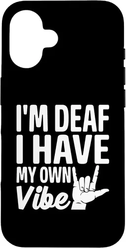 Vista 32 de Funda para iPhone 17 con texto en inglés «Sordo» con texto en inglés «Sordo» con texto «I'm Deaf. I Have My Own Vibe»