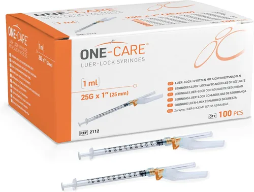 Vista 10 de ONE-CARE 100 Pack 23Ga 1.0inch/25mm Suministros de laboratorio industriales Accesorios de dispensación, empaquetados individualmente