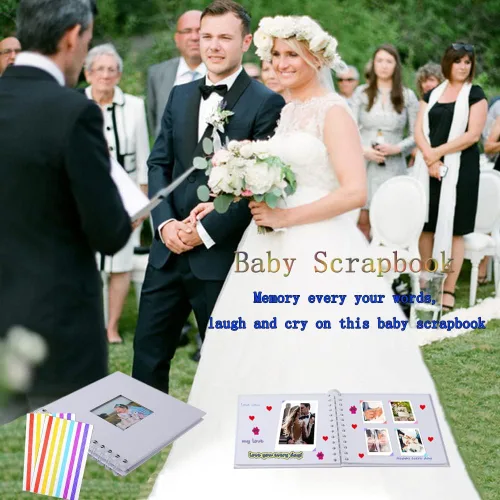 Vista 4 de Álbum de fotos de álbum de recortes, páginas de papel blanco, álbum de recortes, páginas de hojas, aniversario de boda, regalo de memoria familiar