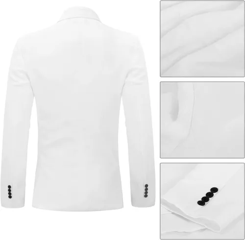 Vista 53 de YUNCLOS Chaqueta blazer casual de 1 botón con solapa con muescas para hombre