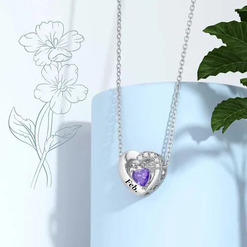 Vista 3 de SEVENWELL Birthstone Charms with Birth Month Flower Engraved Fit Charms Pandora Bracelet 925 Sterling Silver Beads Charms Happy Birthday for Women
