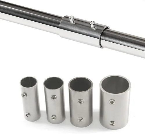Vista 5 de Conector de varilla de tubo recto de acero inoxidable de 1.260 in para bastidores para colgar barandilla de valla (2 piezas)