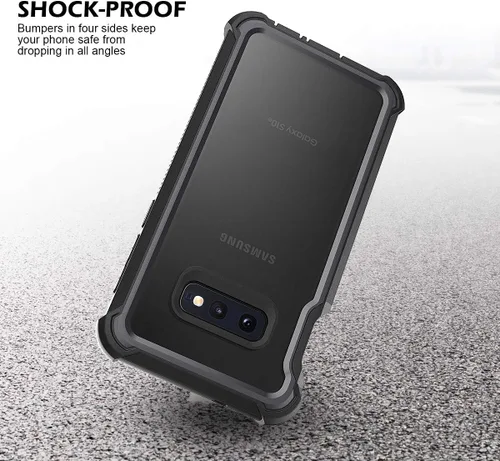 Vista 5 de Dexnor Funda para Galaxy S10E con protector de pantalla integrado, transparente, resistente, de cuerpo completo, a prueba de golpes, parte trasera