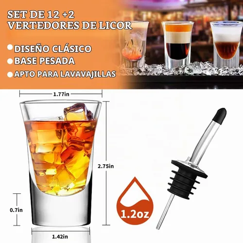 Vista 2 de SuproBarware Juego de 12 vasos de chupito a granel de 1.2 onzas 12-Clear