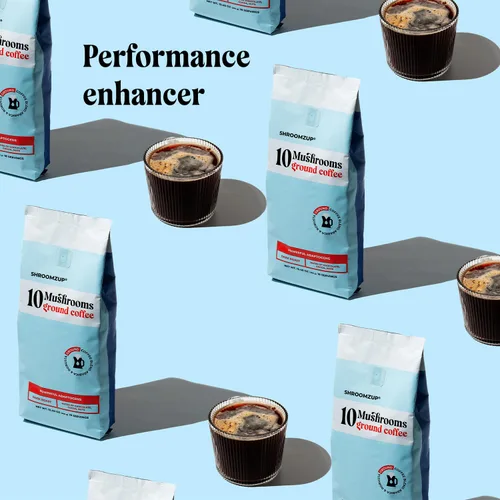 Vista 8 de Shroomzup Café de hongos molidos para preparar – 10 hongos tostado oscuro – melena de león, reishi, chaga, cola de pavo, cordyceps, café de hongos