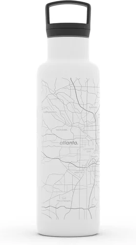 Vista 195 de Well Told Botella de agua aislada con mapa de Washington DC grabado, botella de acero inoxidable grabada (21 onzas, blanco) botella aislada de mapa