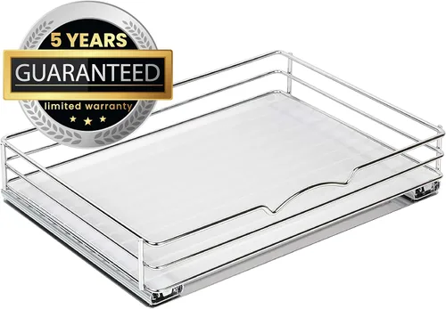 Vista 6 de Organizador de especias extraíble para gabinete – resistente cromado deslizante para especias 14 in de ancho x 10 3/8 in de profundidad x 2 1/8 in