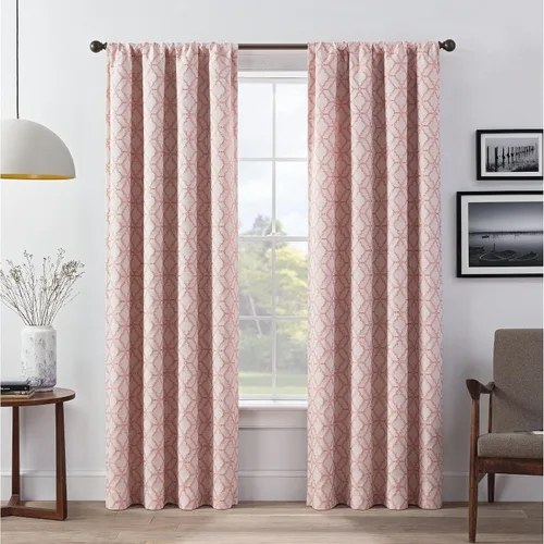 Vista 10 de Eclipse Lollie Total Privacy - Cortinas opacas con bolsillo para barra, diseño de enrejado (2 paneles), 52 x 84 pulgadas, color gris