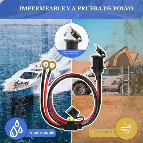 Vista 5 de Enchufe para encendedor de cigarrillos de 2 pies, enchufe de encendedor de cigarrillos de 12 V 2.5 mm²/13 AWG, toma de corriente de 12 V 20 A