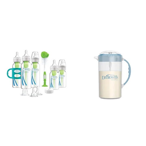 Vista 8 de Dr. Brown's Natural Flow® Anti-Colic Options+™ - Juego de regalo de botella estrecha a sorber con boquilla de silicona suave, asas de silicona
