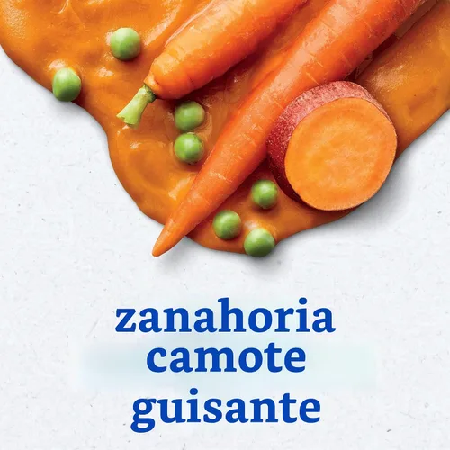 Vista 3 de Gerber Baby Food 2nd Foods Blends, Puré de Zanahoria Batata y Guisante, Poder Vegetal, Natural y Sin OGM, Tubos de 4 Onzas, Paquete de 2