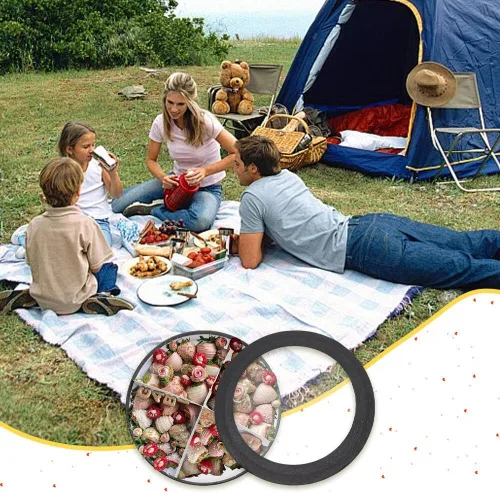 Vista 4 de WENPACK Caja de regalo de 12.5" de cartón en forma redonda con flores de papel maché para charcutería, embalaje para fresas y dulces con tapa Negro