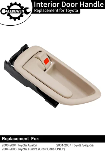 Vista 2 de Manija de puerta interior con bisel, compatible con 2000 2001 2002 2003 2004 2005 2006 2007 Toyota Avalon Sequoia Tundra (cabina tripulada), Beige