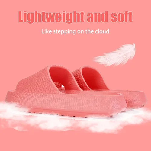Vista 5 de rosyclo Pantuflas con sensación de nube para mujeres y hombres, pantuflas acolchadas para la ducha, sandalias de baño, máxima comodidad, ligeras