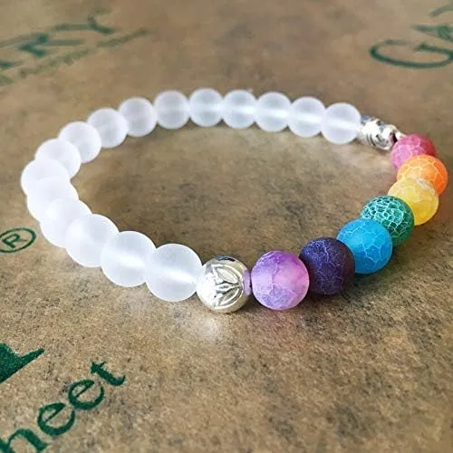 Vista 4 de Pulsera de cuentas de 0.315in, 7 chakras, curación, equilibrio de Buda y elefante, para mujeres y hombres, lava, yoga, reiki, oración, Bijoux
