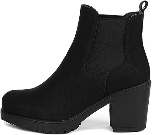 Vista 2 de DREAM PAIRS - Botines de tacón alto de estilo Chelsea para mujer Fre