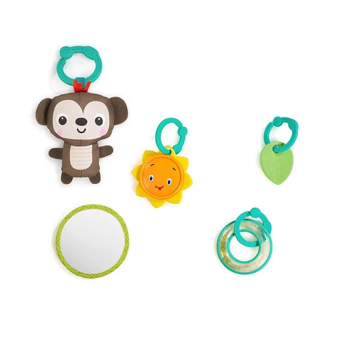 Vista 4 de Bright Starts Safari Blast Activity Gym & Play Mat con juguetes para llevar, edades recién nacidos +