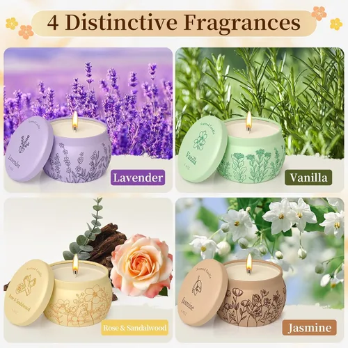 Vista 3 de Juego de velas perfumadas de regalo para mujeres, 17.6 onzas, paquete de 4