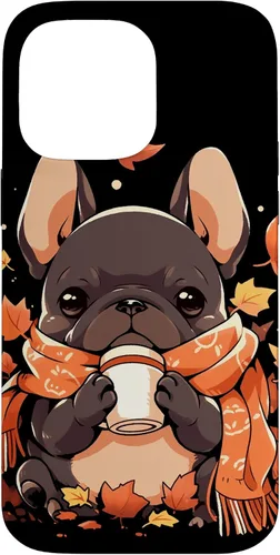 Vista 21 de French Bulldog Fall Autumn Pumpkin Spice Latte Frenchie Dog Case for iPhone 17