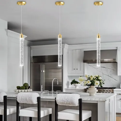 Vista 5 de Candelabros de cristal modernos de 1 luz LED regulable Iluminación colgante para isla de cocina, comedor, pasillo