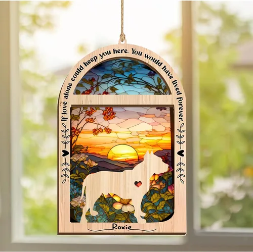 Vista 3 de LOVELYPOD Adorno de Navidad personalizado para Pit Bull atrapasoles, adorno de Pit Bull con nombre, pérdida de mascotas, regalos para los amantes