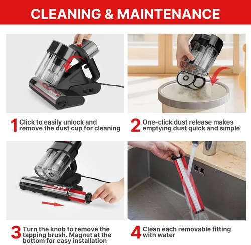 Vista 8 de Shop-Vac Aspiradora de colchón, potente aspiradora de cama de 14 KPa con luz UV-C de 253.7 nm, 36960 RPM/min de roscado, filtro HEPA y ultrasónico