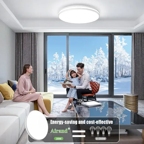 Vista 4 de Airand - Lámpara de techo de 10.2 pulgadas, montaje empotrado, luz de techo LED de 20 W, luz blanca diurna, 5000 K, redonda, impermeable