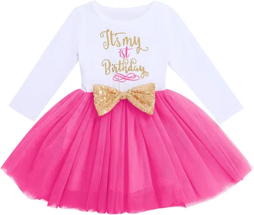 Vista 2 de ODASDO Vestido tutú de manga larga con diadema de lazo, 2 piezas para niñas pequeñas con diadema de lazo, 2 piezas