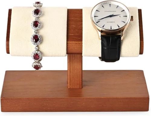Vista 6 de Oirlv Organizador de pulsera con soporte de exhibición de reloj doble de Doble blanco cremoso