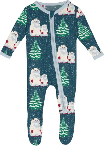 Vista 44 de KicKee Baby & Toddler - Pijama de viscosa ultrasuave de bambú con patas abatibles y puños