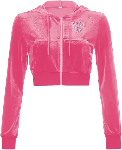 Vista 5 de MISSACTIVER Conjunto de 2 piezas con estampado de corazón roto y cremallera completa para mujer