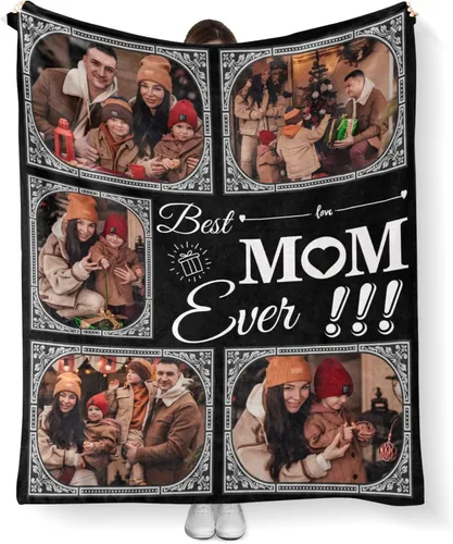 Vista 16 de Mantas personalizadas con fotos, manta personalizada con imagen para familia, mamá, papá, parejas, bebé, manta de fotos personalizada con collage