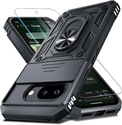 Vista 32 de Janmitta - Funda compatible con Google Pixel 9 Pro XL con cubierta deslizante para lente de cámara incorporada + protector de pantalla + soporte