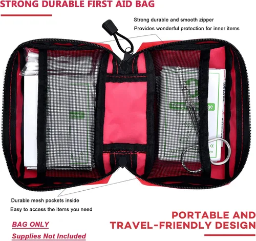 Vista 2 de O'IFFEEI Bolsa vacía pequeña de primeros auxilios, portátil para exteriores, camping, senderismo, mochileros, viajes. Bolsa médica pequeña