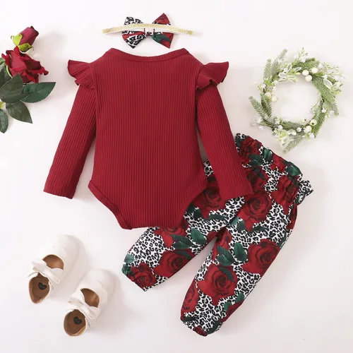 Vista 3 de Mioglrie Newborn Infant Baby Girl Clothes Romper Pants Set Cotton Floral Outfits Baby Clothes for Girls