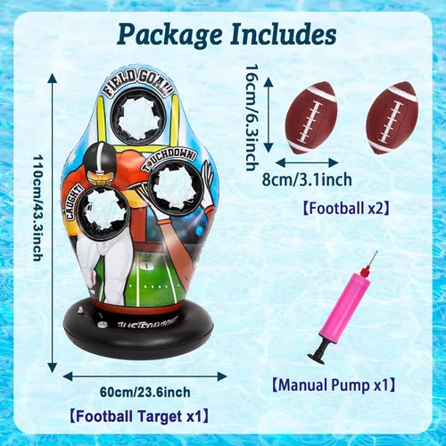 Vista 2 de Justforjoyful Flotadores inflables de fútbol para piscina, agua, juegos de fútbol para niños, juego de entrenamiento de lanzamiento de natación