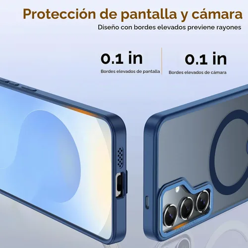 Vista 4 de Funda para Samsung Galaxy S24+ Plus [soporte integrado], compatible con carga inalámbrica MagSafe, [prueba de caídas de grado militar] Funda Azul