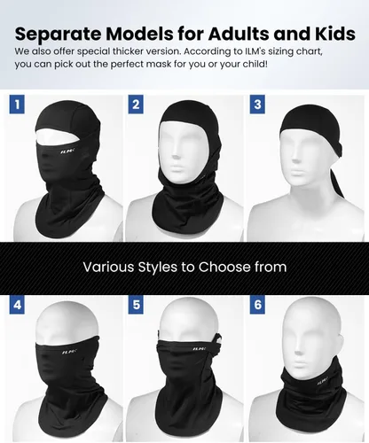 Vista 6 de ILM Motorcycle Balaclava Face Mask Adult Youth for Ski Model FM01