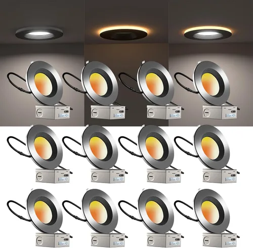 Vista 8 de Lightdot LED de 6 pulgadas empotrable con luz nocturna 1200LM 12W 120V regulable LED Downlight iluminación, 3000 K/4000 K/5000 K seleccionables